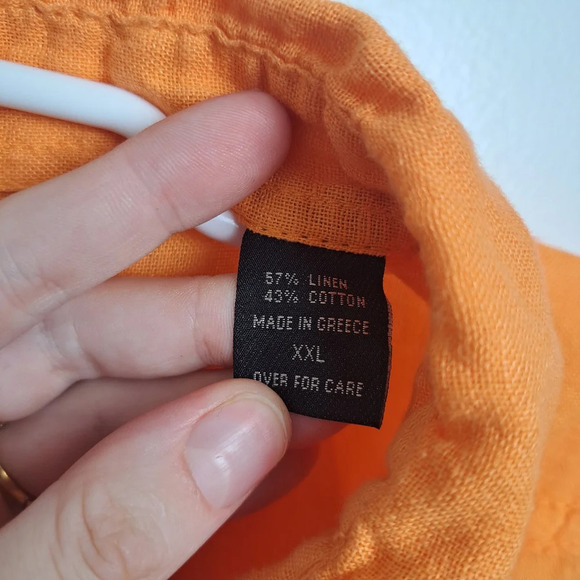 JOIN Clothes Orange Linen Blend Lightweight Long Sleeve Button Down Shirt Sz 2XL - Picture 6 of 8